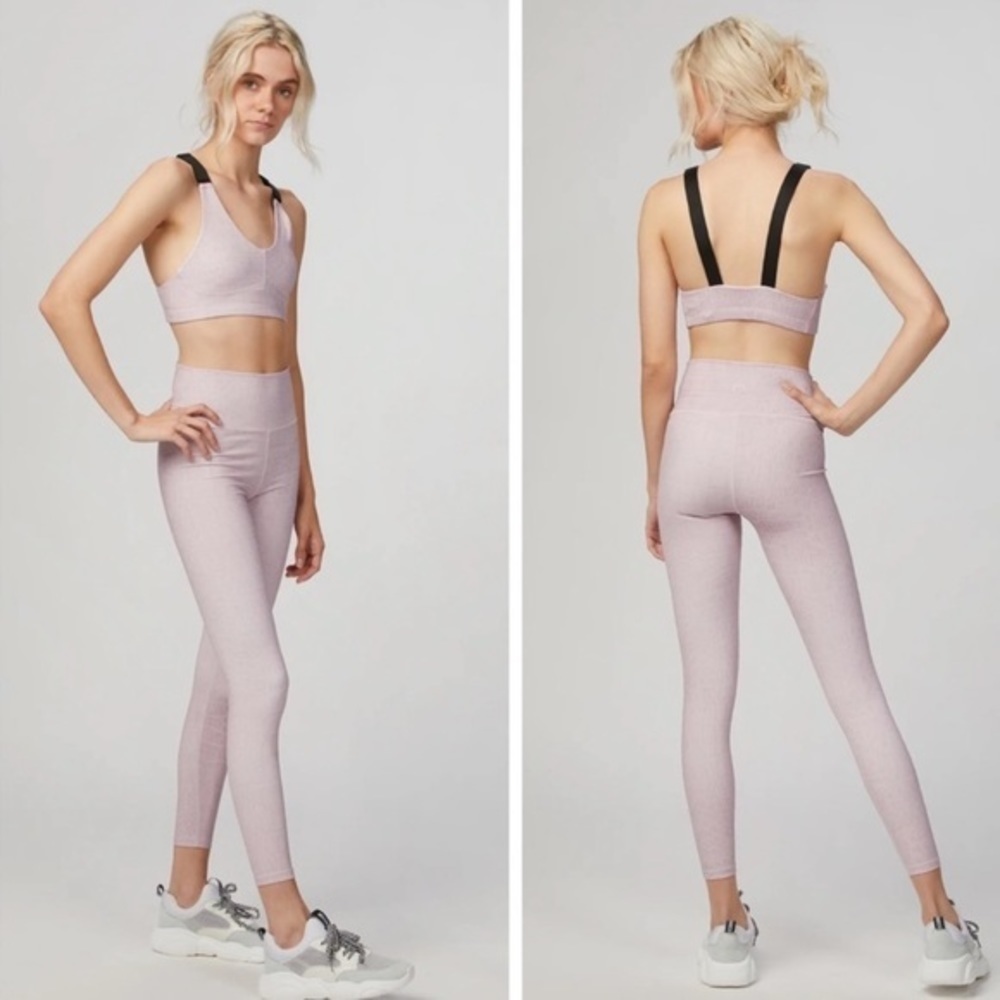 NWT Varley Luna Leggings in Blush Crocodile Small